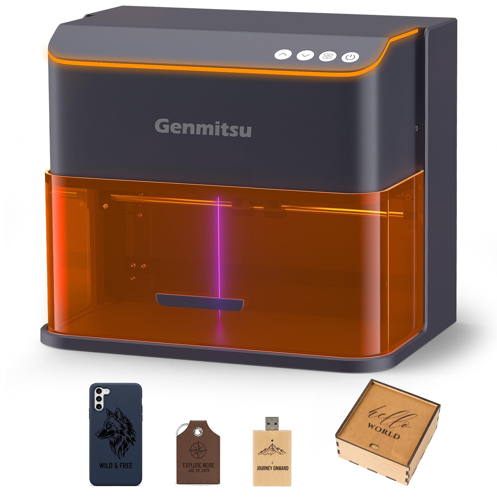 Genmitsu Kintix Galvo Lasergravierer 5000mW, Klasse 1 | 90000 mm/min Ultraschnell, 200 x 100 mm, kompatibel mit LightBurn & App