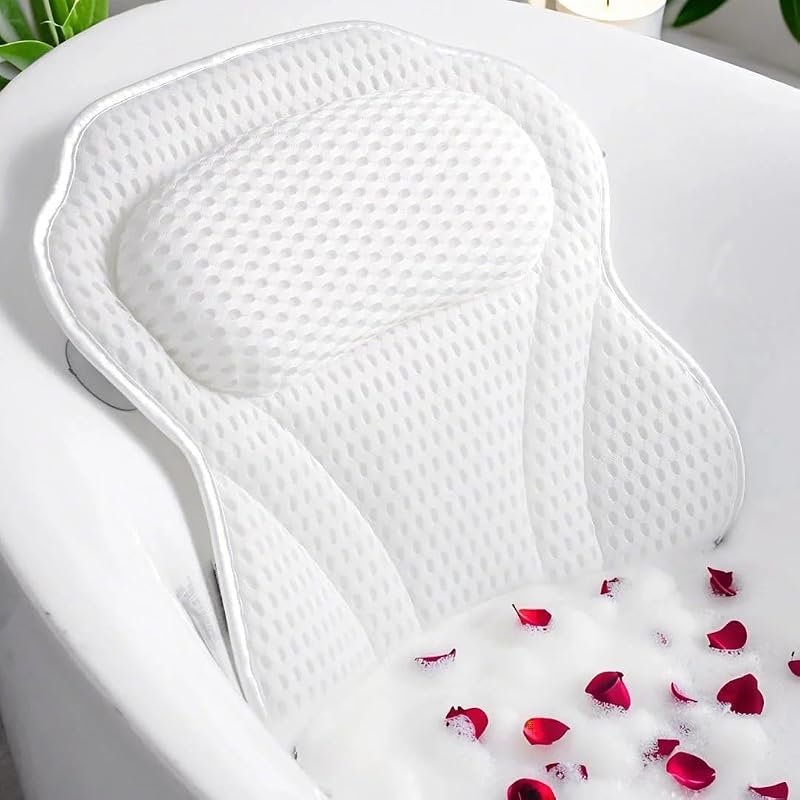 Almofada de Banho Idle Hippo em Air Mesh 4D com 6 Ventosas, Branca, BP7502