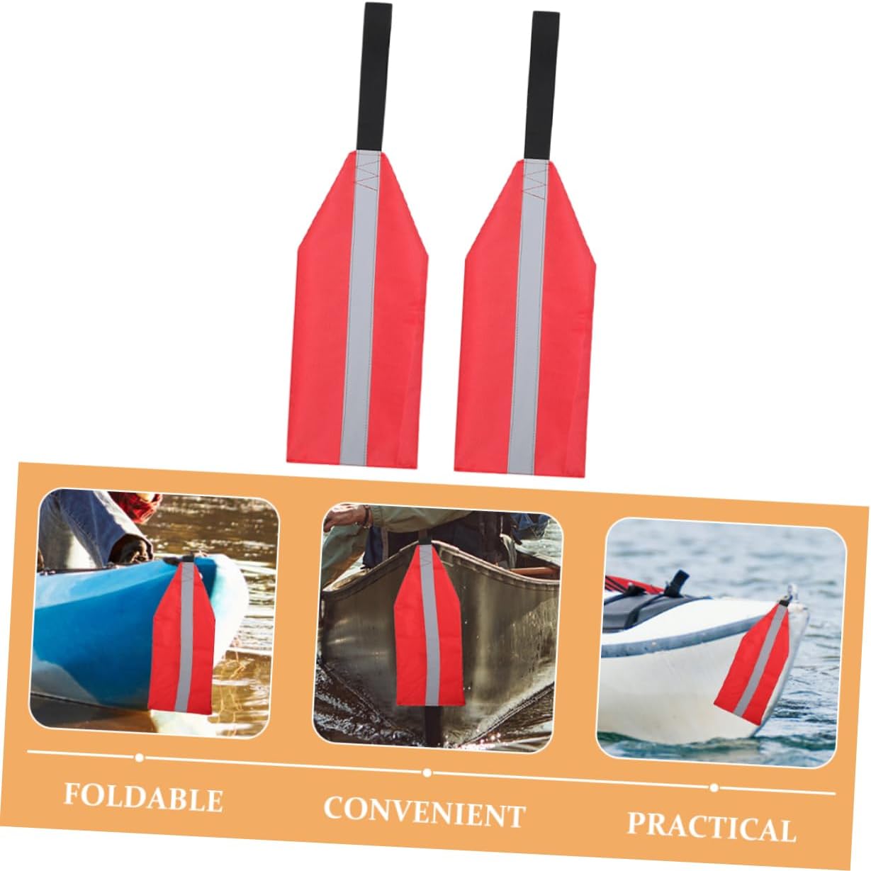 Toyvian 2Pcs Reflective Safety Flags for Kayak Canoe Truck Red Warning Flag Set for Towing Waterproof Sturdy for Outdoor Travel
