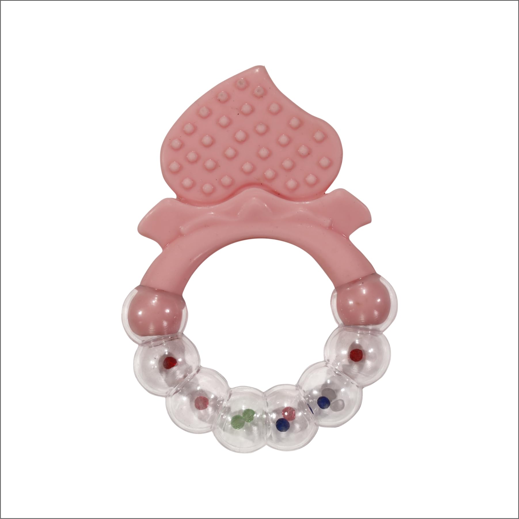 KEBY BEBYSilicone Baby Teether for Teething Gums, Teething Toy with Textured Surface for Infants and Babies, 100% Food Grade SiliconeTeether (Strawberry Silicon Rattle Teether)