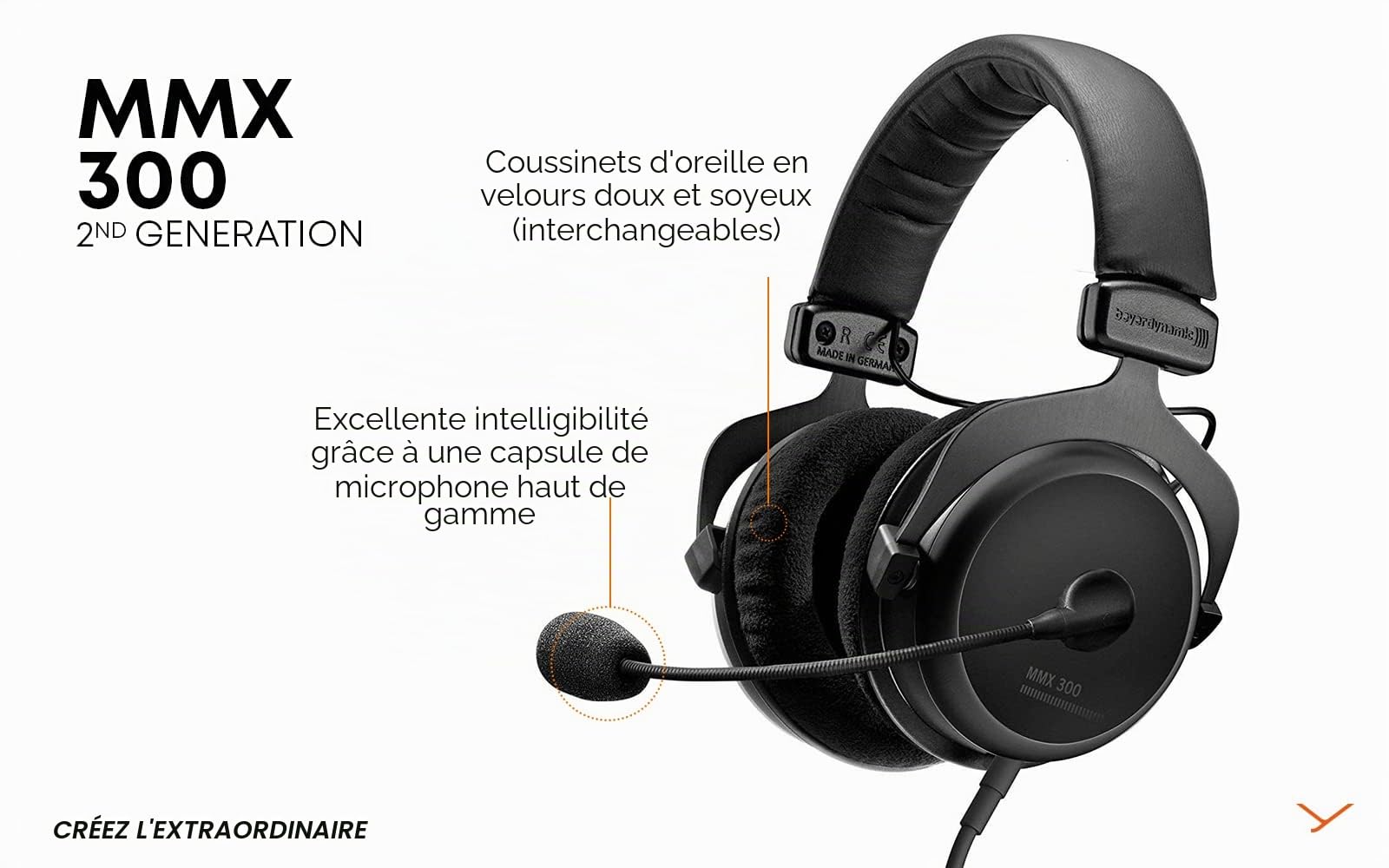 beyerdynamic MMX 300 Micro-Casque Gaming 2ème génération Noir