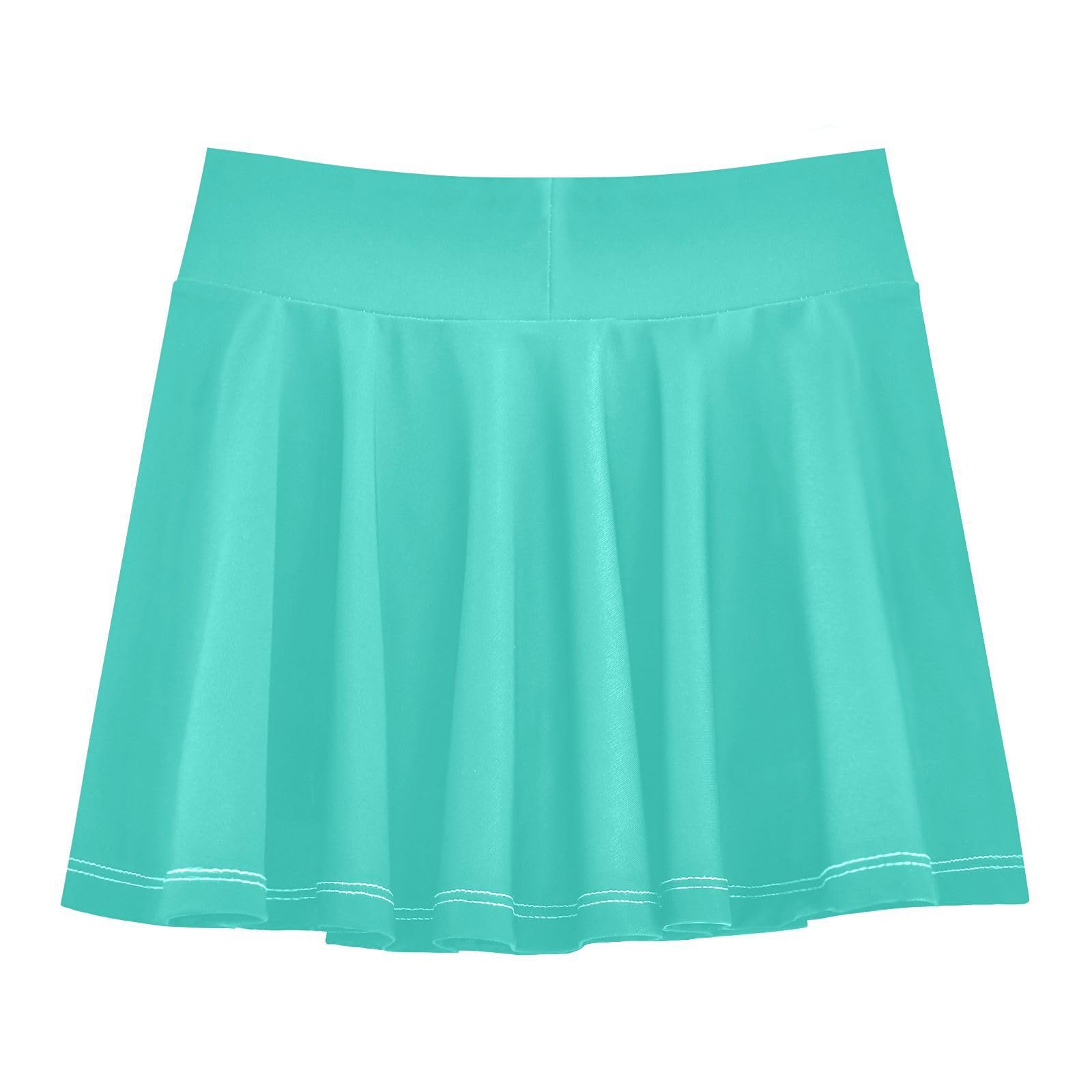 Jupe athlétique bleu turquoise pour filles avec short intégré - Jupe de course plissée pour fille