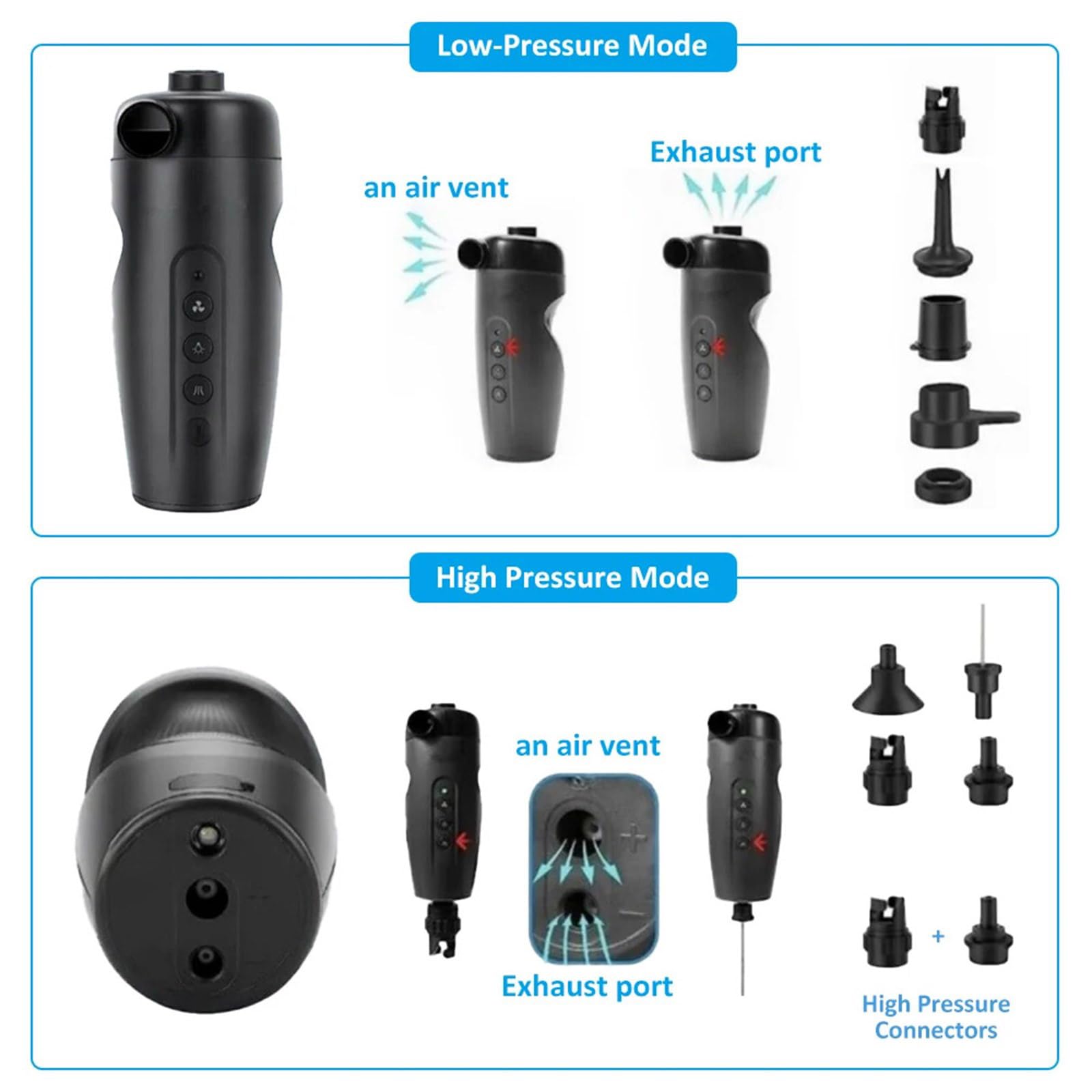 Pompes électriques USB double fonction pour les équipements de sports nautiques, gonflage et dégonflage rapides