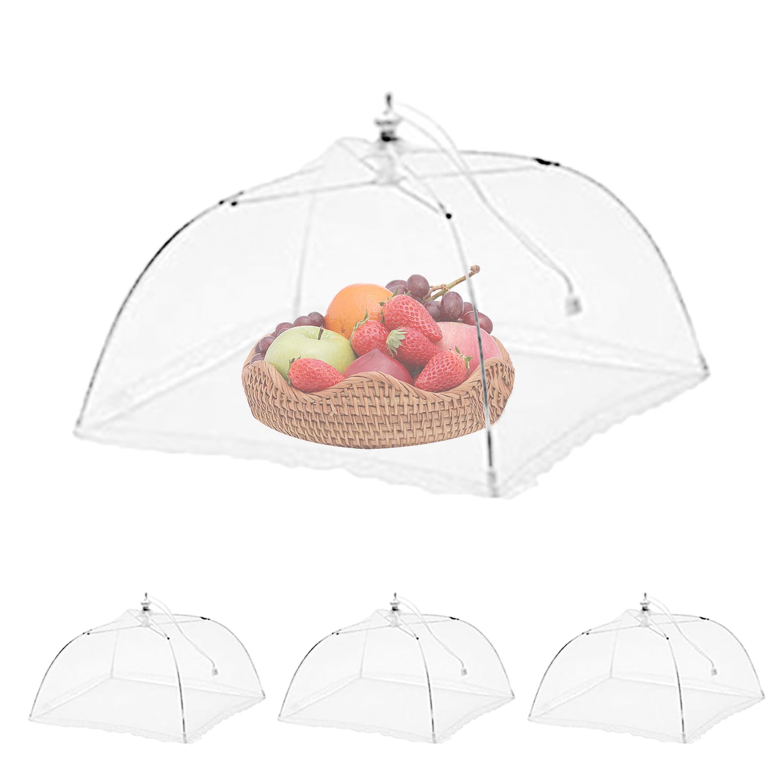 4 Stück Fliegenhauben Für Lebensmittel 32x32cm - Metall Rahmen Mit Nylonnetz