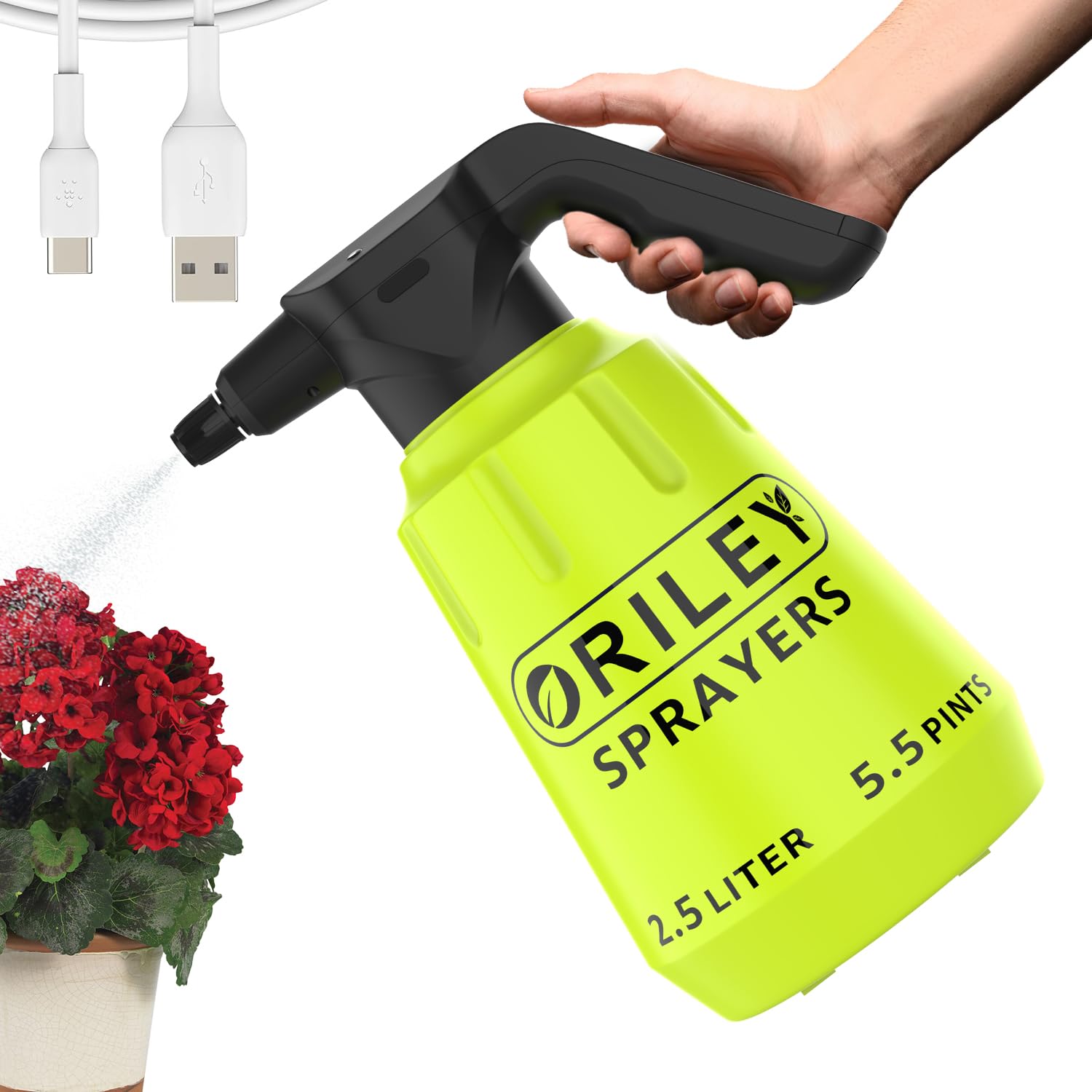 ORILEY Electric Spray Bottle Automatic Power Water Sprayer Portable Rechargeable Lawn Mister with Adjustable Nozzle Handheld Watering Can for Indoor Outdoor Plants Gardening (Spray Bottle 2.5L) (B0DGQS68Q2) Amazon Price History, Amazon Price Tracker
