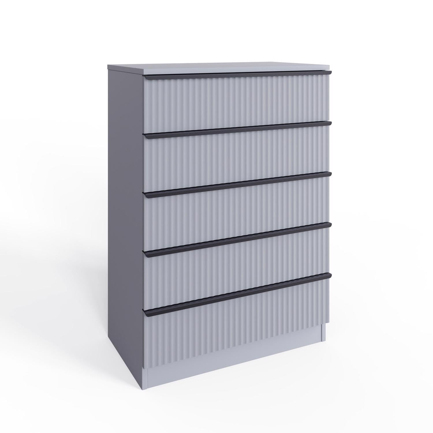 FWStyle Larnia Matt Grey 5 Drawer Chest of Drawers Bedroom Storage 70cm
