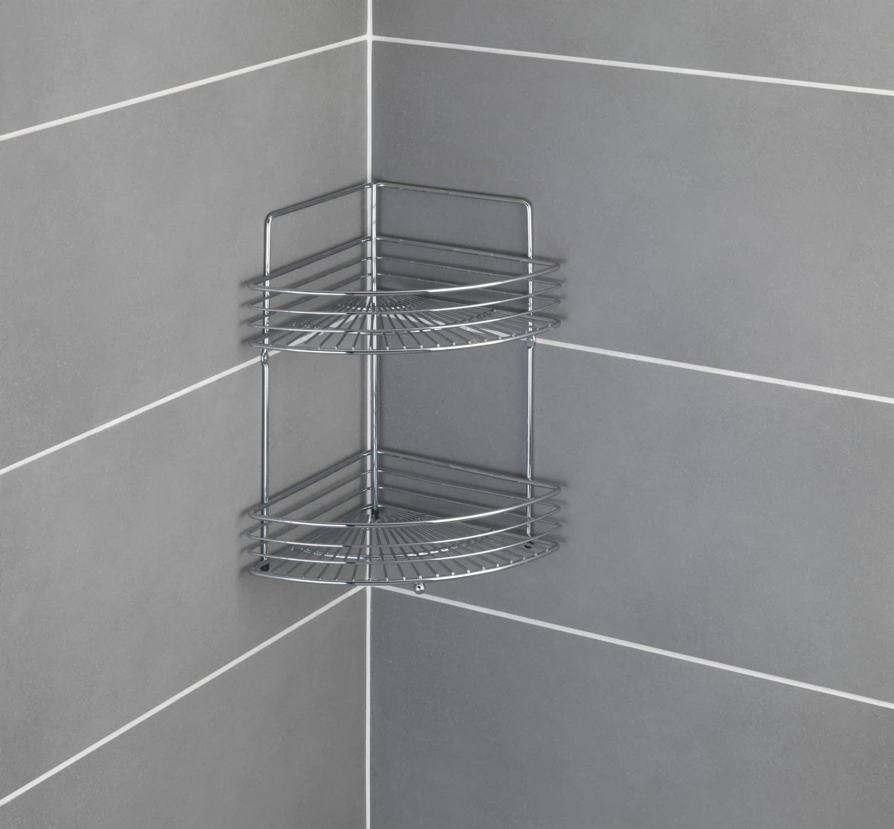Wenko Regał narożny Milano z 2 półkami, chromowany, 22 x 31,5 x 37 cm