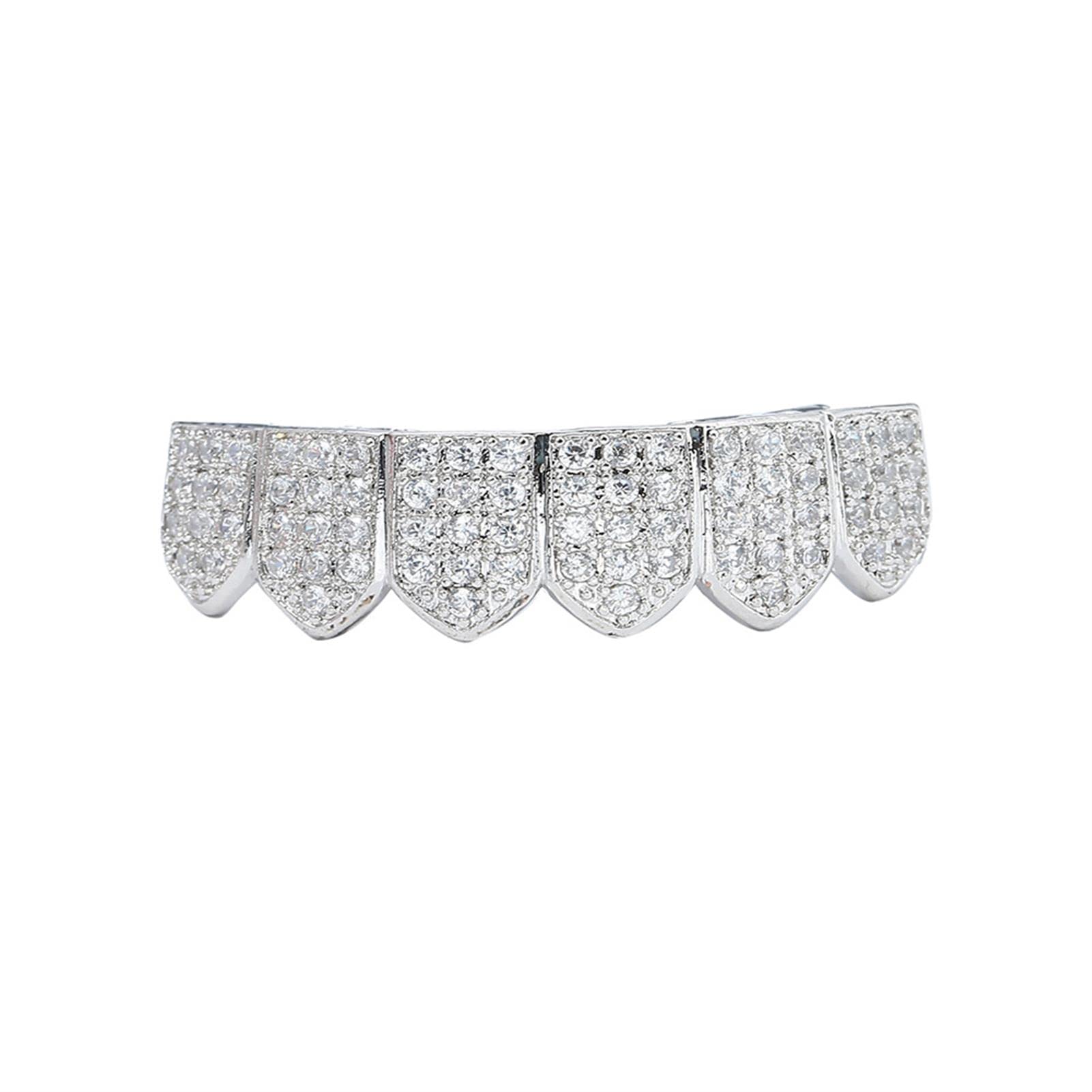 Hip Hop Teeth Grillz Iced Out Zircon Vampire Grills Top Bottom Grill zestaw dla mężczyzn kobiet