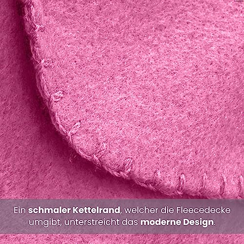wometo Polar Fleecedecke oekoTex 130x160 ca. 400g mit Anti-Pilling und Kettelrand rosa