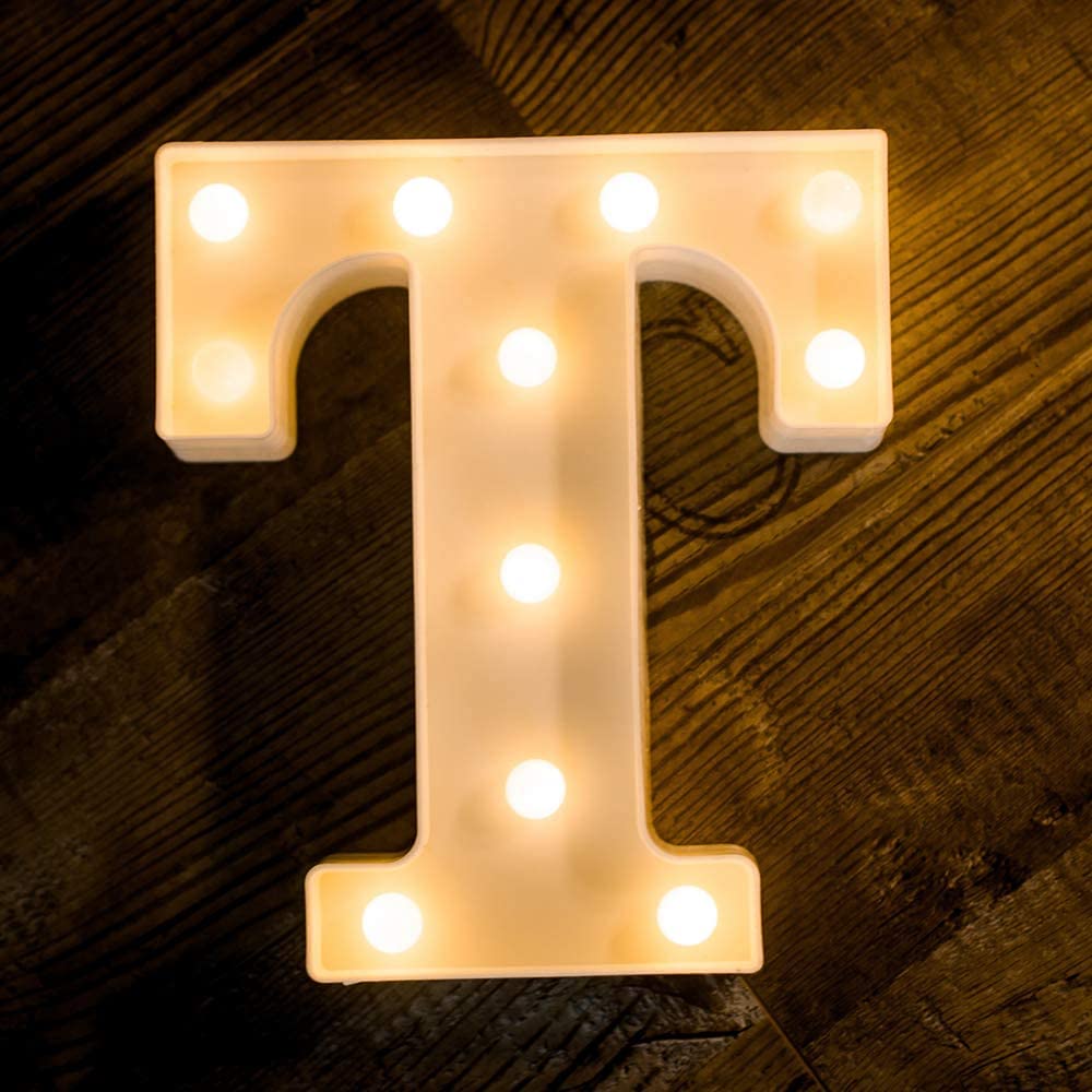 SATYAM KRAFT 1 Pcs Marquee Alphabet Letter LED Light | Decorative Name Lamp for Home, Bedroom, Wedding, Birthday, Anniversary & Romantic Gift and Night & Wall Lamp () (T, Big)-image-49