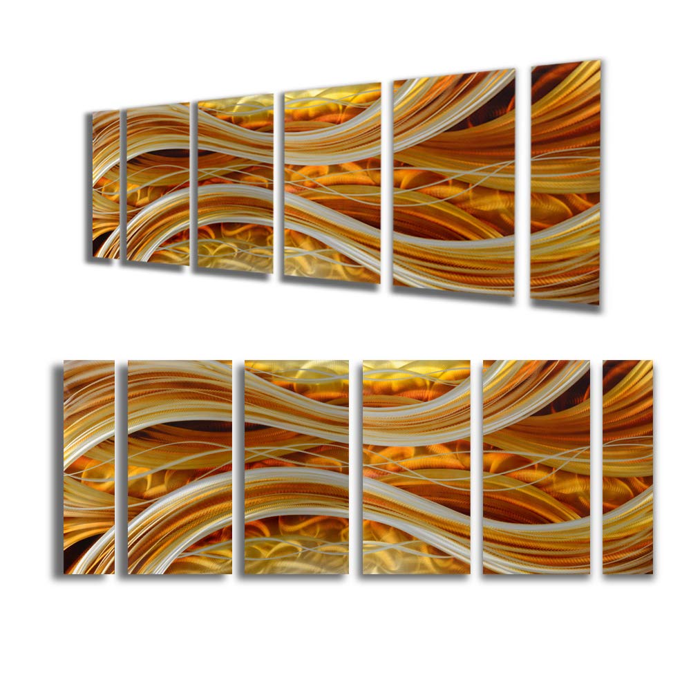 Yihui Arts Large Metal Wall Art, Soft Dark Orange Wall Sculptures, Panel Art, Abstract, Modern Contemporary Design for Home Wall Decor (32x65IN)