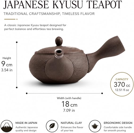Tokoname Ware Kyusu Japanese Ceramic Teapot with Mesh Filter