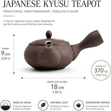 Tokoname Ware Kyusu Japanese Ceramic Teapot with Mesh Filter
