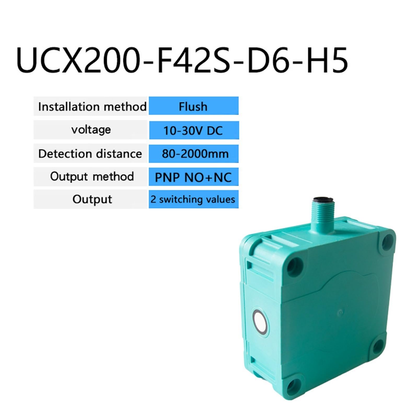 Sensor ultrasónico cuadrado NPN PNP NO NC Sensor de detección ultrasónico analógico 10-30 V 0-10 V 4-20 mA Interruptor de proximidad ultrasónico(Black)