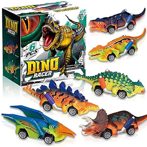 Favson Dinosaur Pull Back Cars, 6 Pack Dinosaur Toys for Kids, Birthday Gifts for 2 3 4 5 6 Year Old Boys,Toddlers Kids Cover