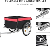 Vista 2 de PEXMOR Remolque de carga para bicicleta, carrito de bicicleta plegable con enganche universal para bicicleta y rueda de liberación rápida de 20