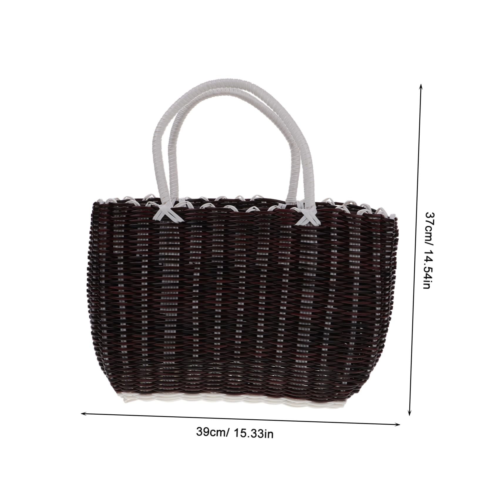 LABRIMP Capacity Decorative Woven Basket Stylish Imitation Rattan Picnic Vegetable Shopping Basket Versatile Handheld Storage for Home Kitchen Outdoor Use