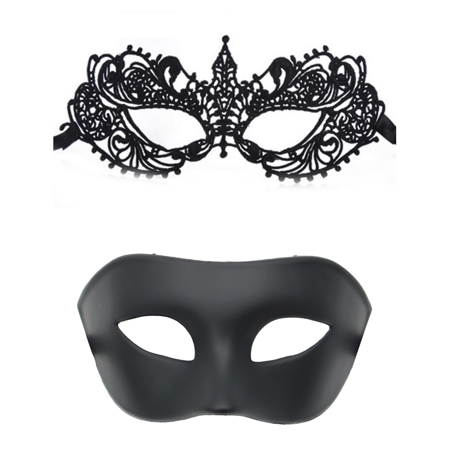 NAUZE 2Pieces Masquerade Mask Venetian Eye Masks Lace Masks Cosplay Costume Mardi Gras Masks Black Mardi Gras Mask Accessories for Men Women Halloween Party