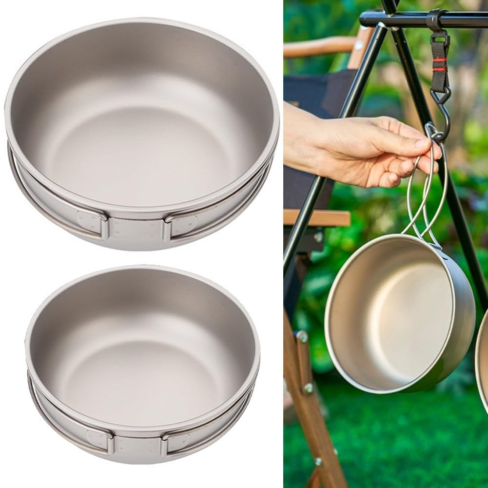 Padella portatile da campeggio in puro titanio con manico pieghevole per una facile conservazione (1200 ml)