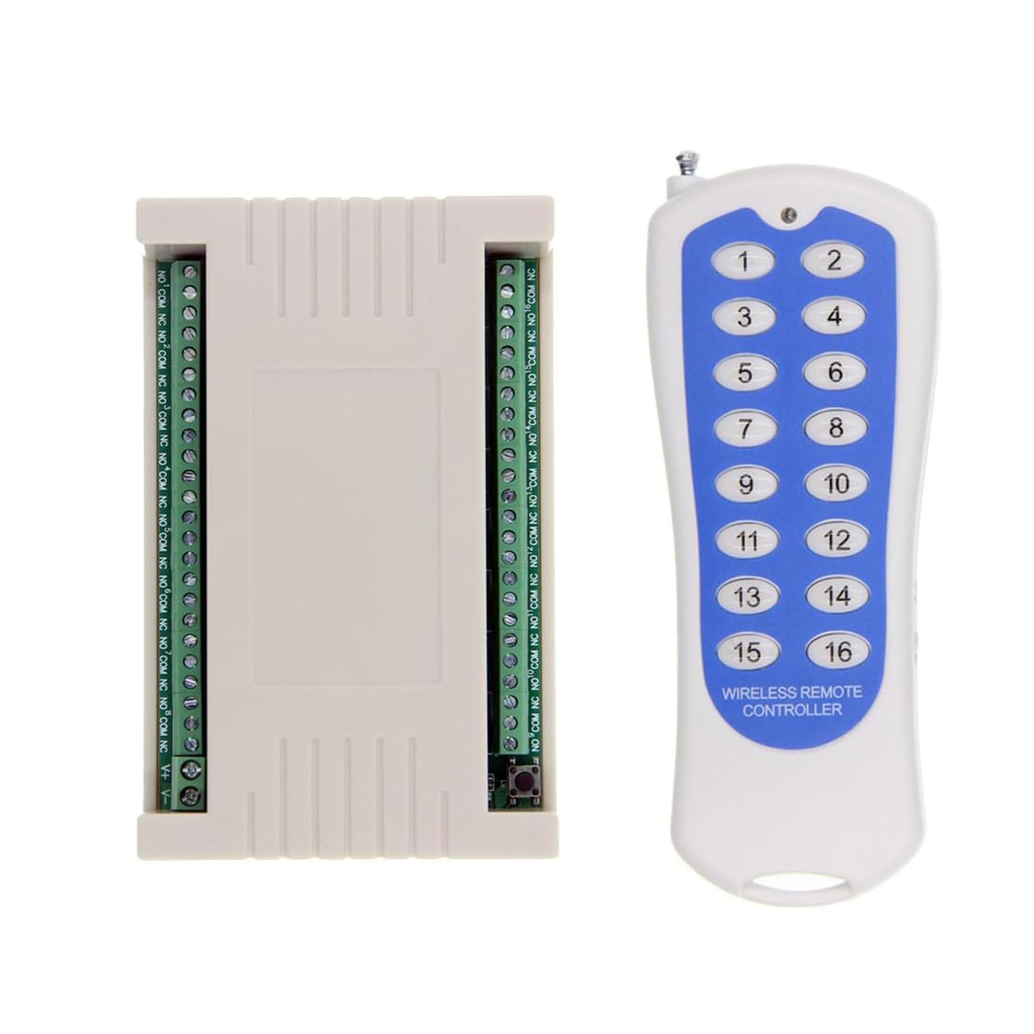 DC12v 24v 16 Kanäle Relais Fernschalter NO COM NC Funk Empfänger 16 Taste Fernsender Kontakt Licht Lampe Vorhänge Zutrittskontrollsystem Industriefernbedienung 200m reichweite (12v)