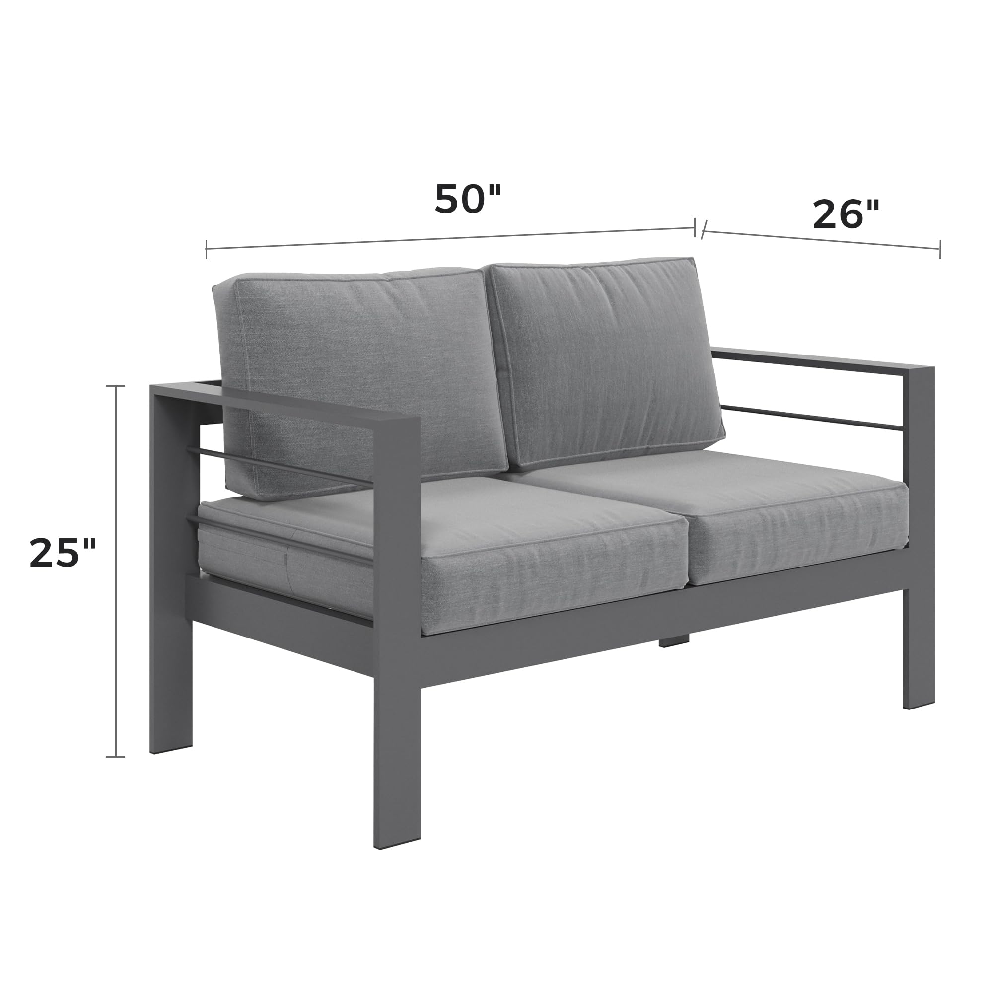 Solaste Outdoor Loveseat Aluminum Patio Furniture Sofa
