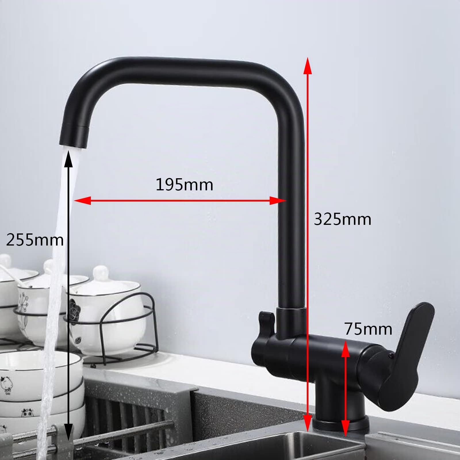 Grifo de Cocina 3 Vías Ósmosis Plegable de Latón Giratoria Multifunción Grifo 3 Vias Cocina-Negro