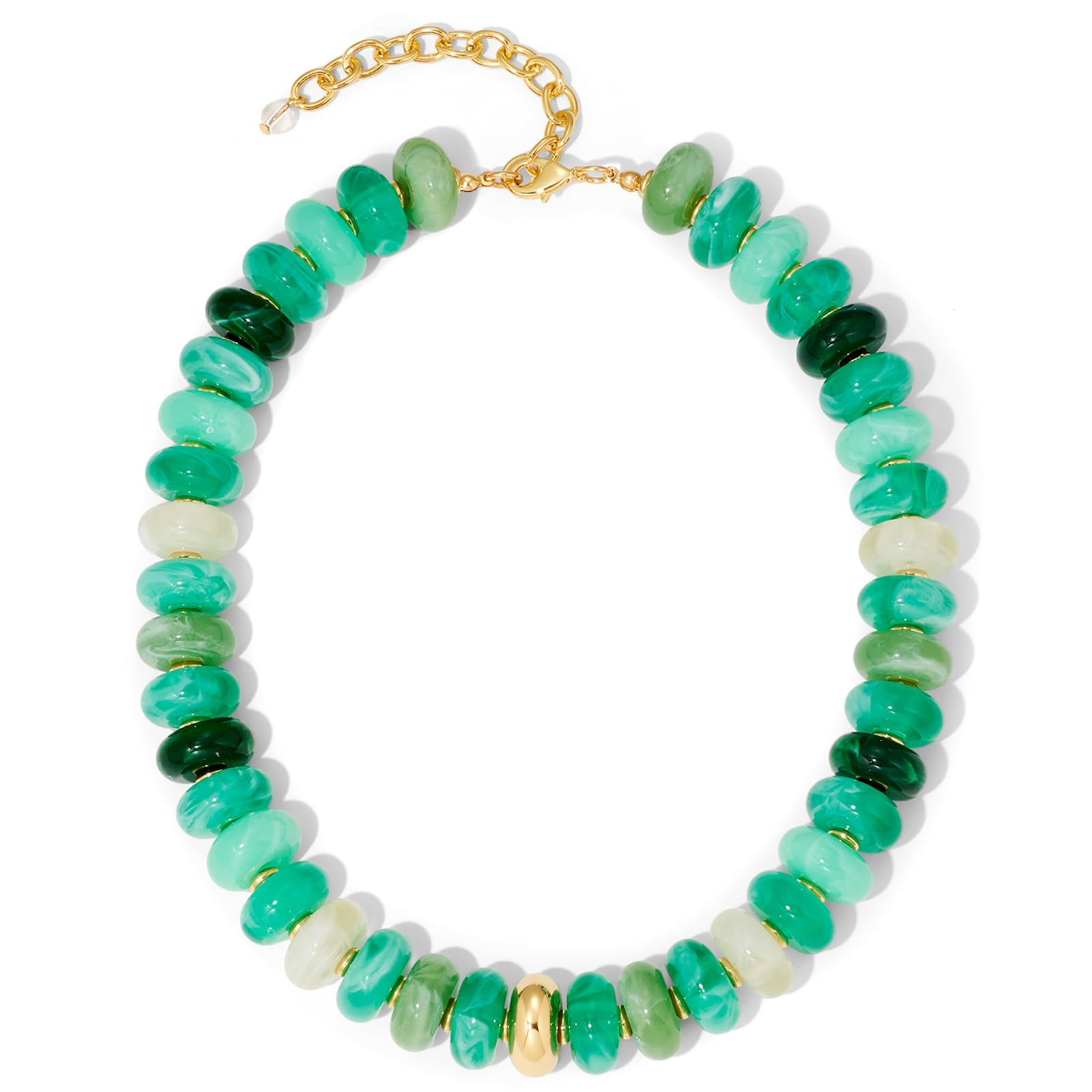 FAUTHENTICUTE Mothers Day Gifts Chunky Beaded Choker Necklace for Women Statement Necklace with Gold Accent Adjustable Beach Summer Jewelry Trendy Boho Necklaces in Multiple Colors y2k Jewelry — view 15