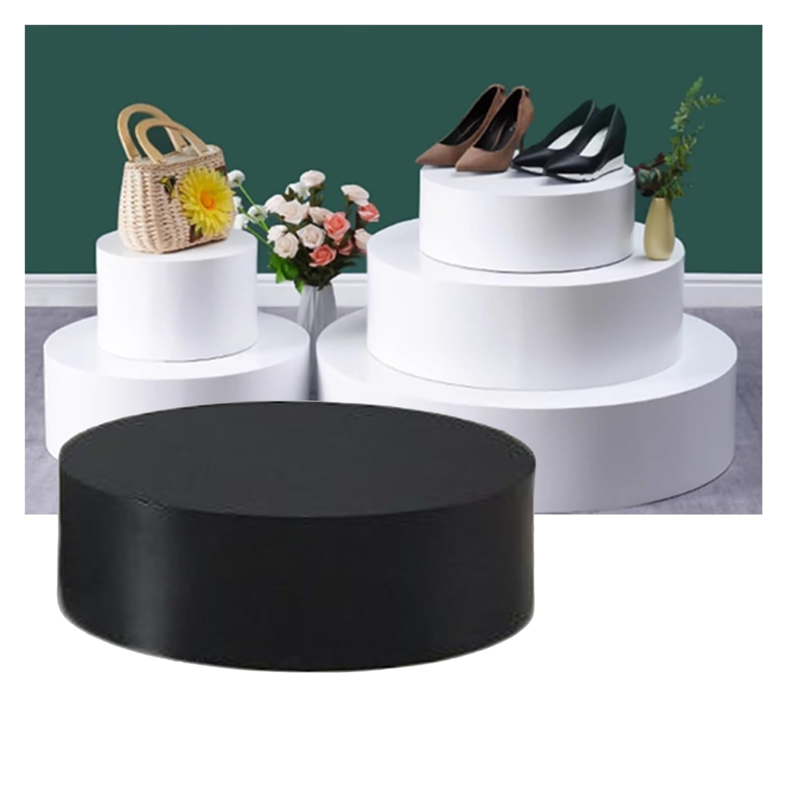 LYDBMYT Cylinder Pedestal Stands, Round Mannequins Display Platform Base, Stable Dessert Table, Display Plinth Pillars for Wedding Art Decor(Black,40x20cm)