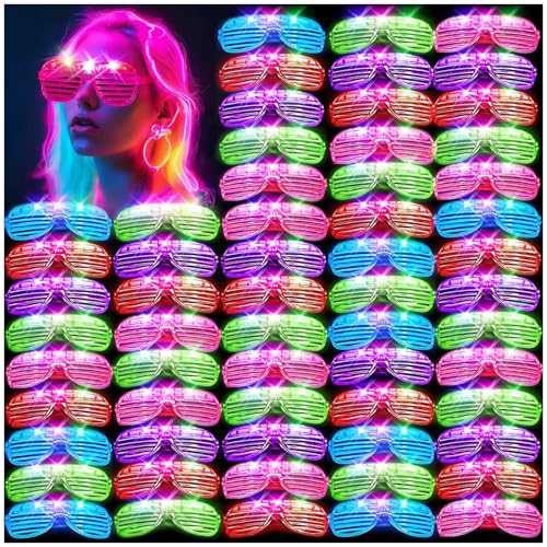 HONLYNE105 PCS LED Glasses, Glow in the Dark Party Supplies Light Up Glasses for Kids Adults, Neon Flashing Glasses Glow Party Glow Glasses Bulk Party Pack for Halloween Birthday Wedding Rave Carnival