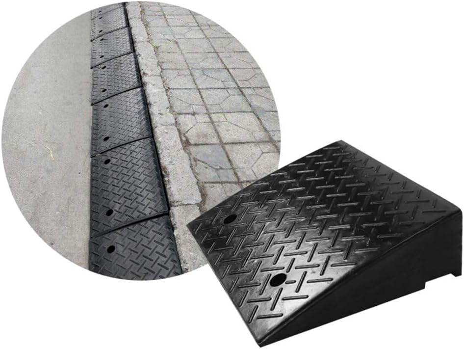 Loading Ramps, Threshold Ramp, Rubber Ramps Heavy Duty Plastic Threshold Ramp Accessibility Ramp Mat Thick Heavy Non-Slip Car T-ire Step Slope, 4 Sizes (Color : Black, Size : 48X32X13CM),Portable Ram
