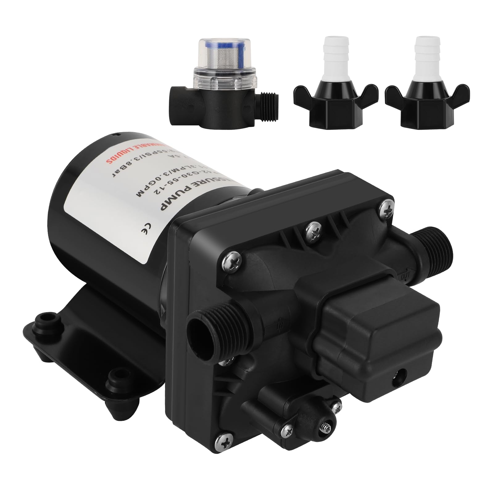 Tbest 4008-101-e65 55 PSI 3 Galones por Minuto 7, 5 Amperios 12 V RV Caravana Bomba de Agua Autocebante 4008101E65