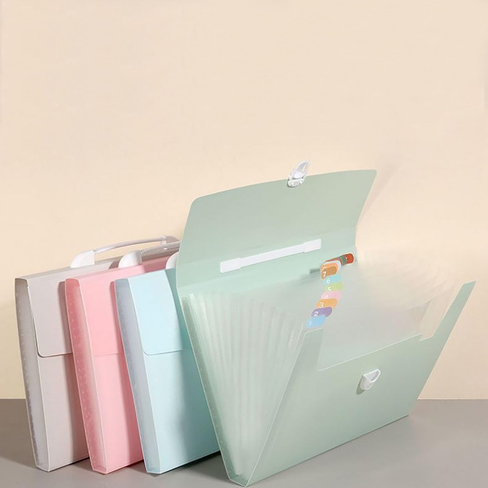 Set di 4 Organizzatori di Documenti Espandibili A4 - Cartelle Organizzatrici a 4 Colori con Tasche per Flashcard, Ricevute, Bollette e Documenti di Viaggio