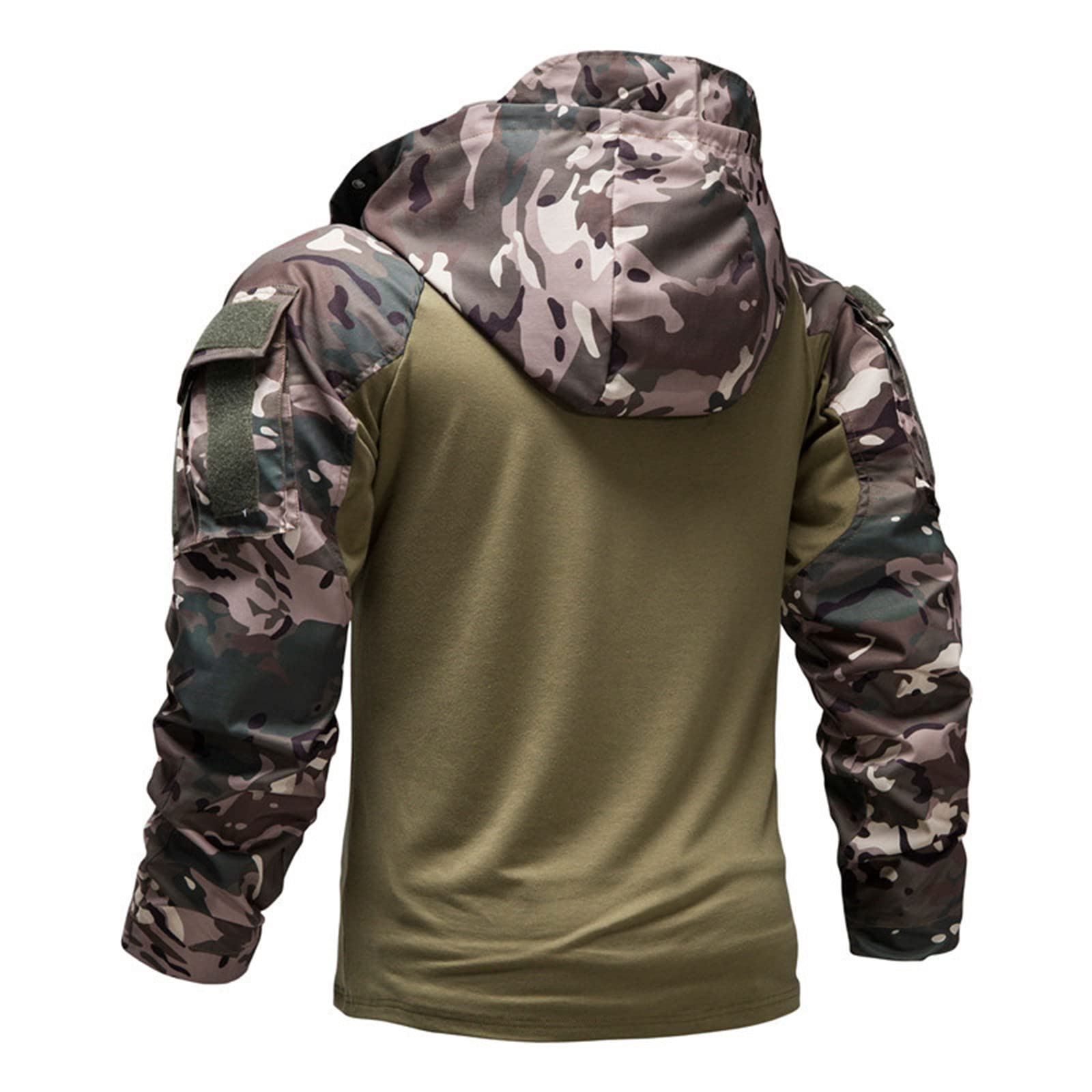 Sudadera Con Cremallera Para Hombre - Estampado Camuflaje, Capucha Y Bolsillo Canguro