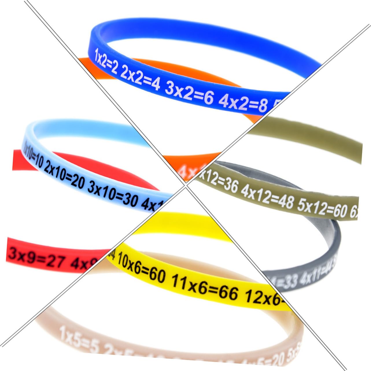 NUOBESTY 36piezas Pulsera De Silicona Tablas De Multiplicación para Jóvenes Accesorio Educativo y Práctico para Fiestas y Actividades Escolares