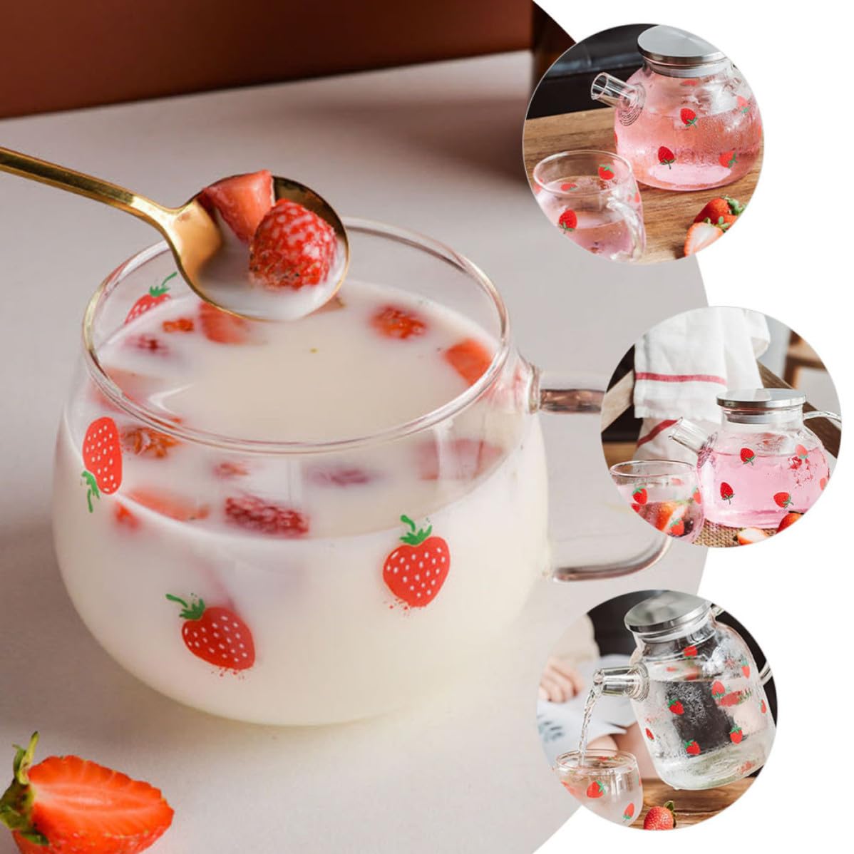Jarras de Vidrio de Borosilicato Alto Capacidad de 1.6 L para Fiesta Verano, Vertedor y Diseño Anti-derrames Ideales para Jugo y Té en Restaurante o Grandes Reuniones