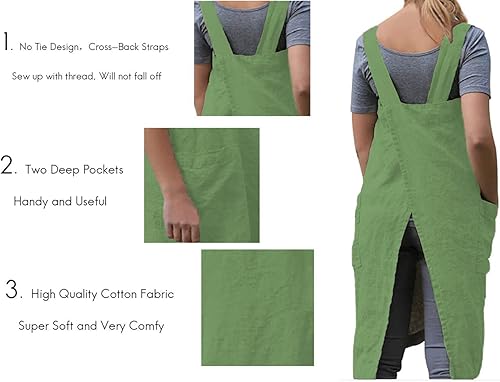 Miniatura 3 de Delantal Pinafore con espalda cruzada para mujer, con bolsillos grandes, cocina, restaurante, cafetería, trabajo de jardinería, Café