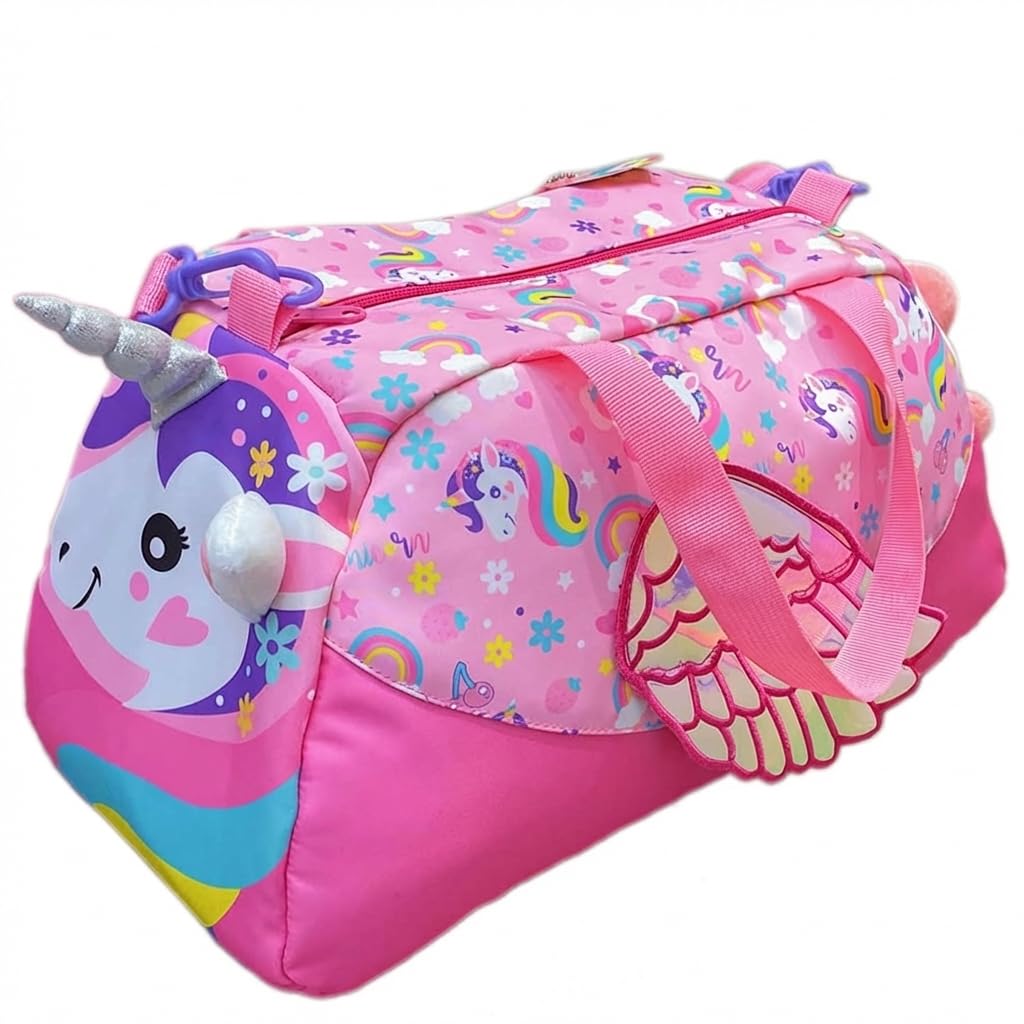 Kids 3D Print Duffel Bag – Boys Travel, School & Sports Bag (Unicorn Pink)-image-47