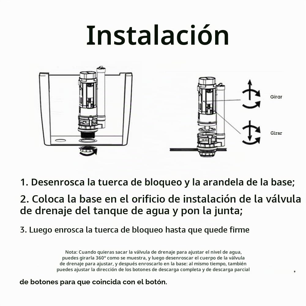 Conjunto de válvula de repuesto para válvulas de descarga de inodoro de 29 cm para reparación de válvula de drenaje de descarga doble de una pieza