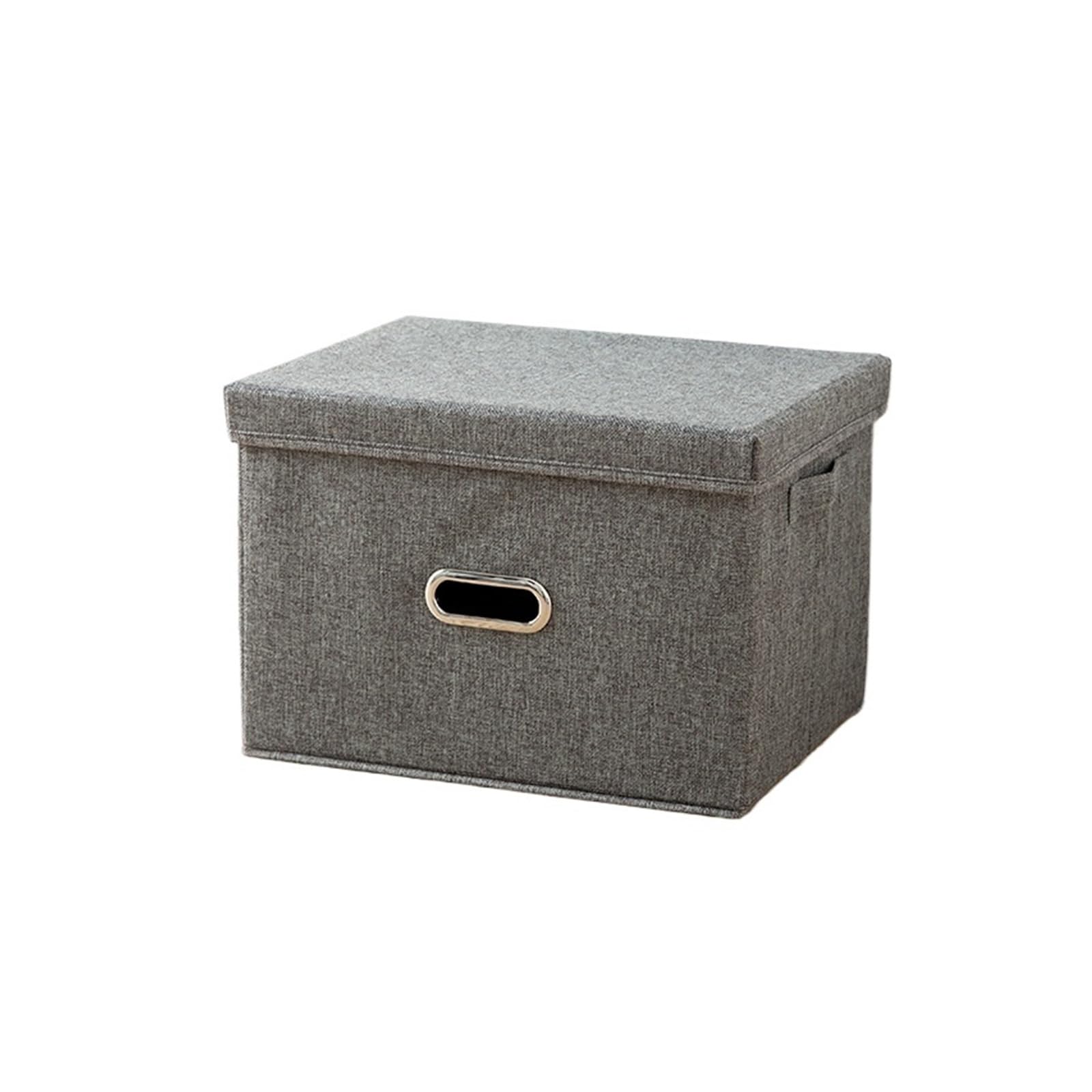 Aufbewahrungsbox Stoff Faltbare Aufbewahrungsbox aus Vliesstoff in Würfelform in 3 Größen mit Deckel(Light Grey,32X24X18CM)