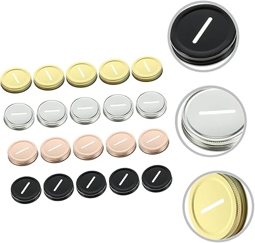Miniatura 6 de 20 tapas de ranura para monedas de hojalata para tarros de boca ancha, tapas de metal para alcancía, colores surtidos para proyectos de bricolaje y