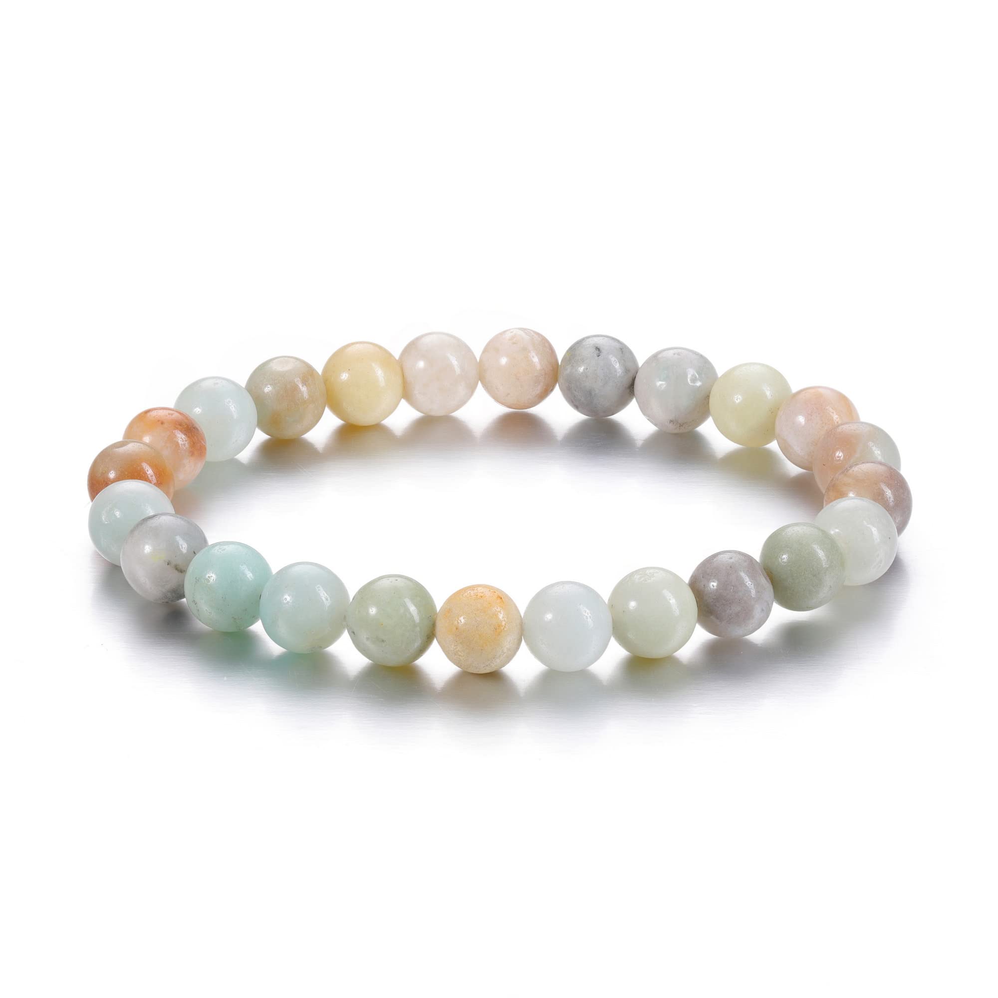 CrystalTearsHealing Crystal Bracelet 8mm Natural Gemstone Bead Bracelets for Women Men Energy Quartz Crystal Stone Stretch Bracelet Gifts for Her Christmas Valentine