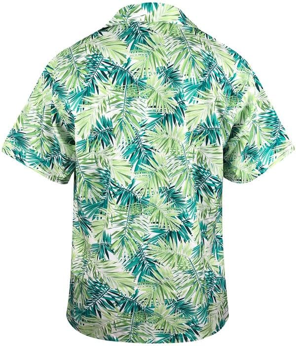 Vista 2 de AINIKO Camisa hawaiana de ajuste holgado para hombre, manga corta, casual, con botones, floral, tropical, para playa, Aloha