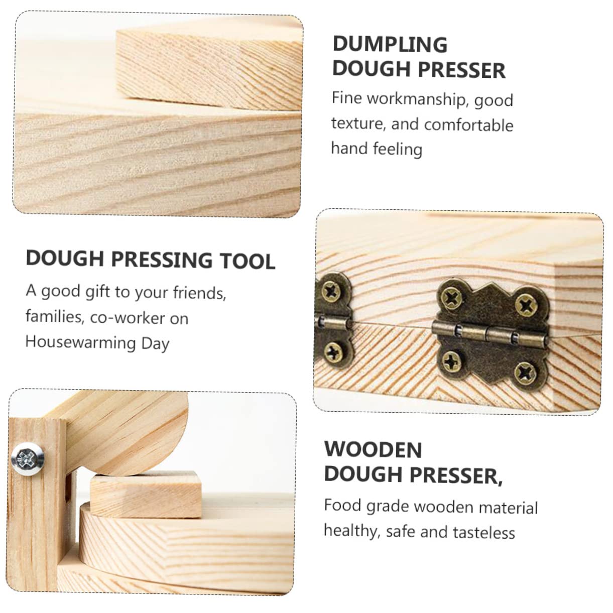 BRIGHTFUFU Dumpling Mould for Wrappers Wood Dough Pressing Mold Comfortable Hand Feeling