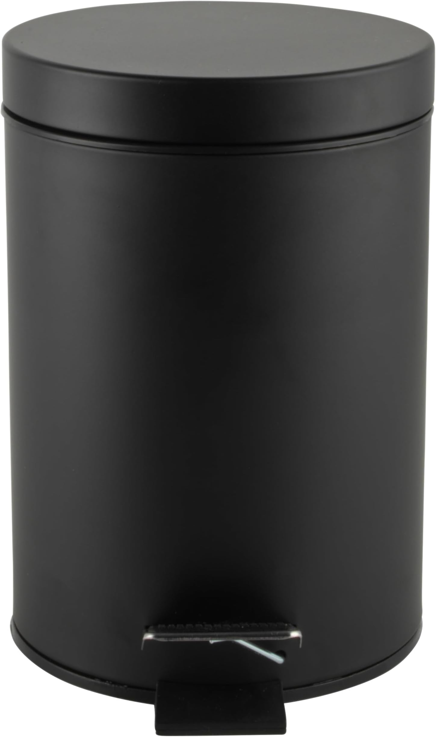 LA038098BLKFEU7 Bathroom Pedal Bin — Small Round Stainless Steel Sanitary Waste Bin, Waste Bin with Soft Close Mechanism, Removable 3 Litre Inner Bin, Carry Handle, Black