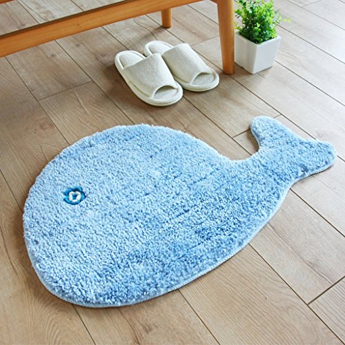 CKH Cartoon Suede Mat Door Mat Children Bedroom Bathroom Absorbent Mat Personality Creative Foot Pad (Color : Small whale)
