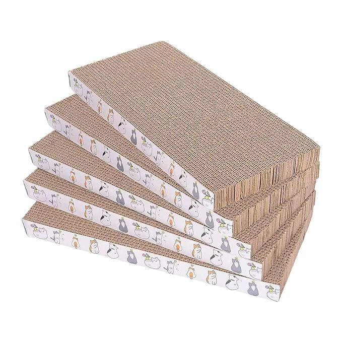 PSK PET MART Durable Double Sided Cardboard Scratcher with Catnip Scratcher Lounge Couch Scratch Pad Suitable for Cat Indoor Playing - Multicolor (Pack of 5) (B0CPSJYR1C) Amazon Price History, Amazon Price Tracker