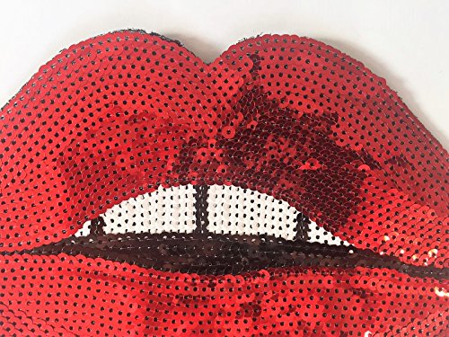 Special100% 2 Pc Large Red Lips Patches,Iron On Patches Or Sew On For Clothing Glitter Sequin Embroidered, Red Sequins Lip Patch Diy Motif Embroidered Applique Craft #TOP3