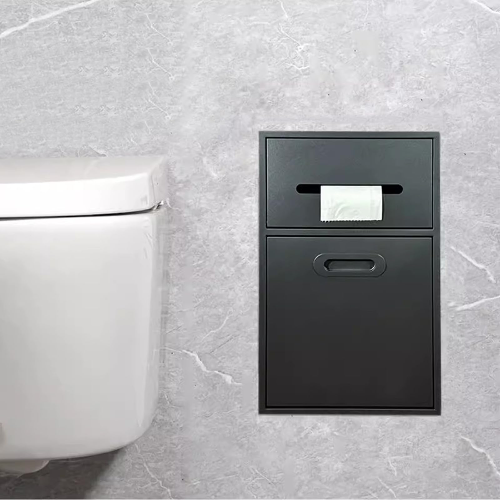 IYUESQ Recessed Toilet Paper Holder Niches, Stainless Steel Shower Niche Toilet Paper Holder Trash Can Multicolor Multiple Sizes(Black,11.8x19.7x5.5in)