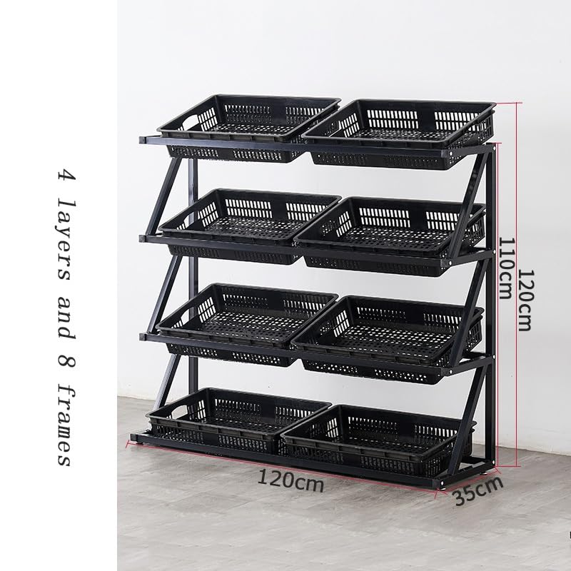 Vielseitiger Küchen-Nizer – Surmarket Regal mit 8 Körben für Snacks, Bodenaufbewahrung, braun, Merchandiser, platzsparende Lösung für Zuhause und Büro