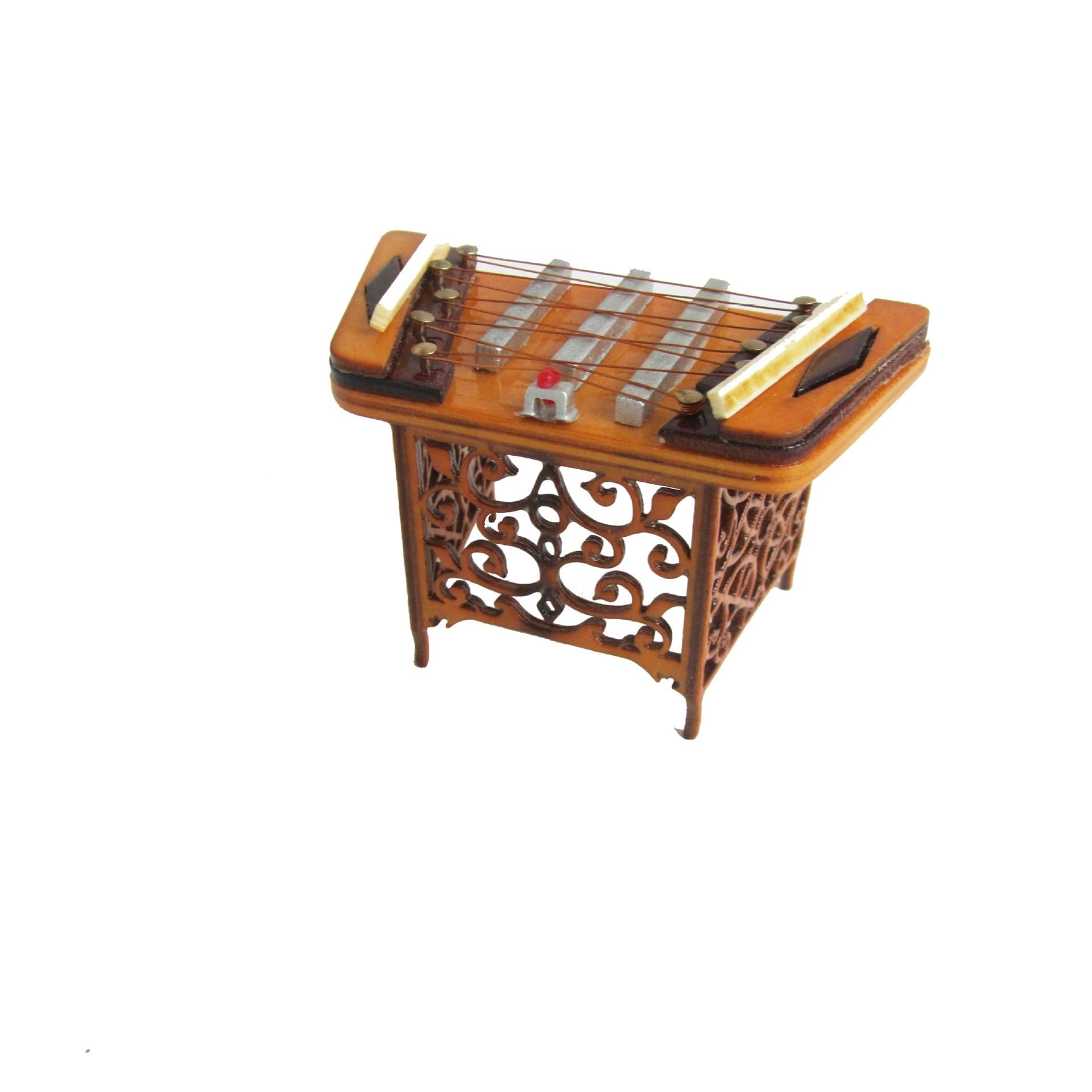 Mini modello di strumento musicale modello di dulcimer in miniatura strumento musicale ornamenti di dulcimer